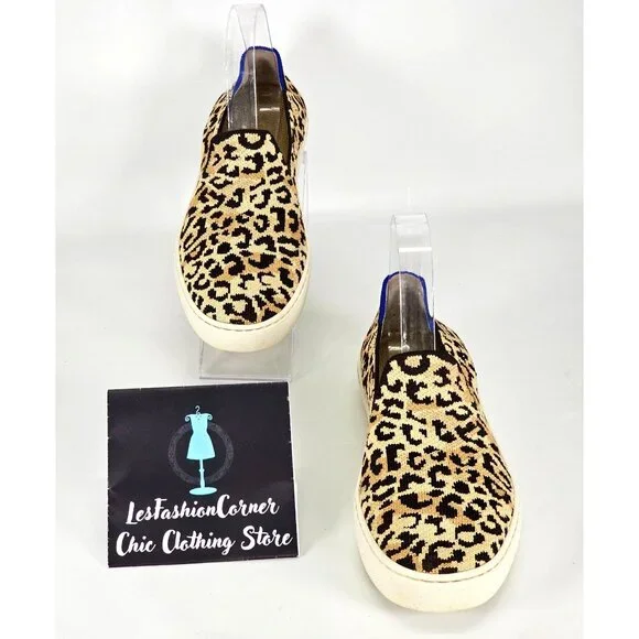 Rothy's Women's Leopard Cheetah Fabric The Sneaker Slip On Shoes Size 7.5 2119 - Picture 3 of 16